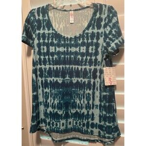 Luluroe Sz S NWT Green Tie Dye Long Rounded Hem Stretch Classic T-Shirt